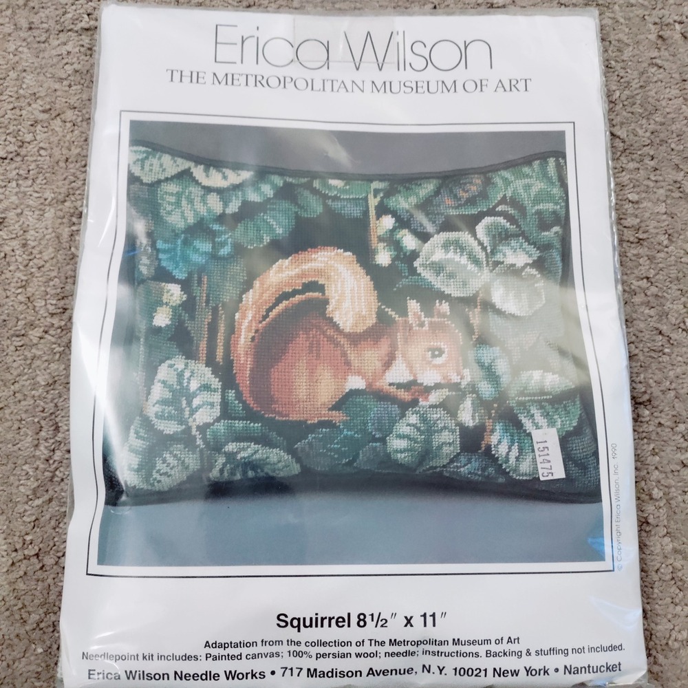 Erica Wilson Metropolitan Museum of Art Squirrel Needlepoint Kit 1990 Vintage